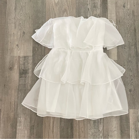 Abercrombie & Fitch Tiered Organza Strapless Mini Dress - Picture 4 of 8